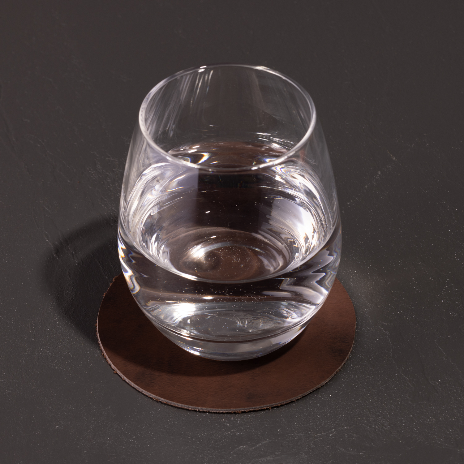 6er Pack runde Glasuntersetzer "Havanna" in Lederoptik