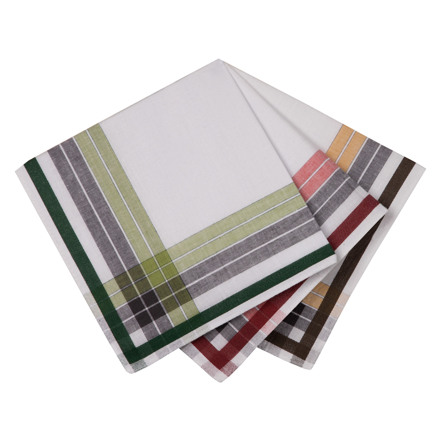 6 Stofftaschentücher für Herren - weißgrundig 