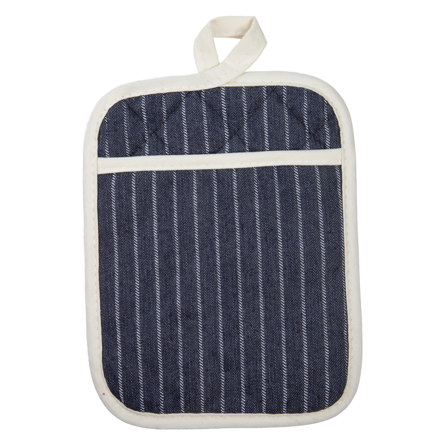 Topflappen gestreift mit Eingriff - Farbe marine (Küchengreifhilfe) Topflappen gestreift mit Eingriff - Farbe marine (Küchengreifhilfe)