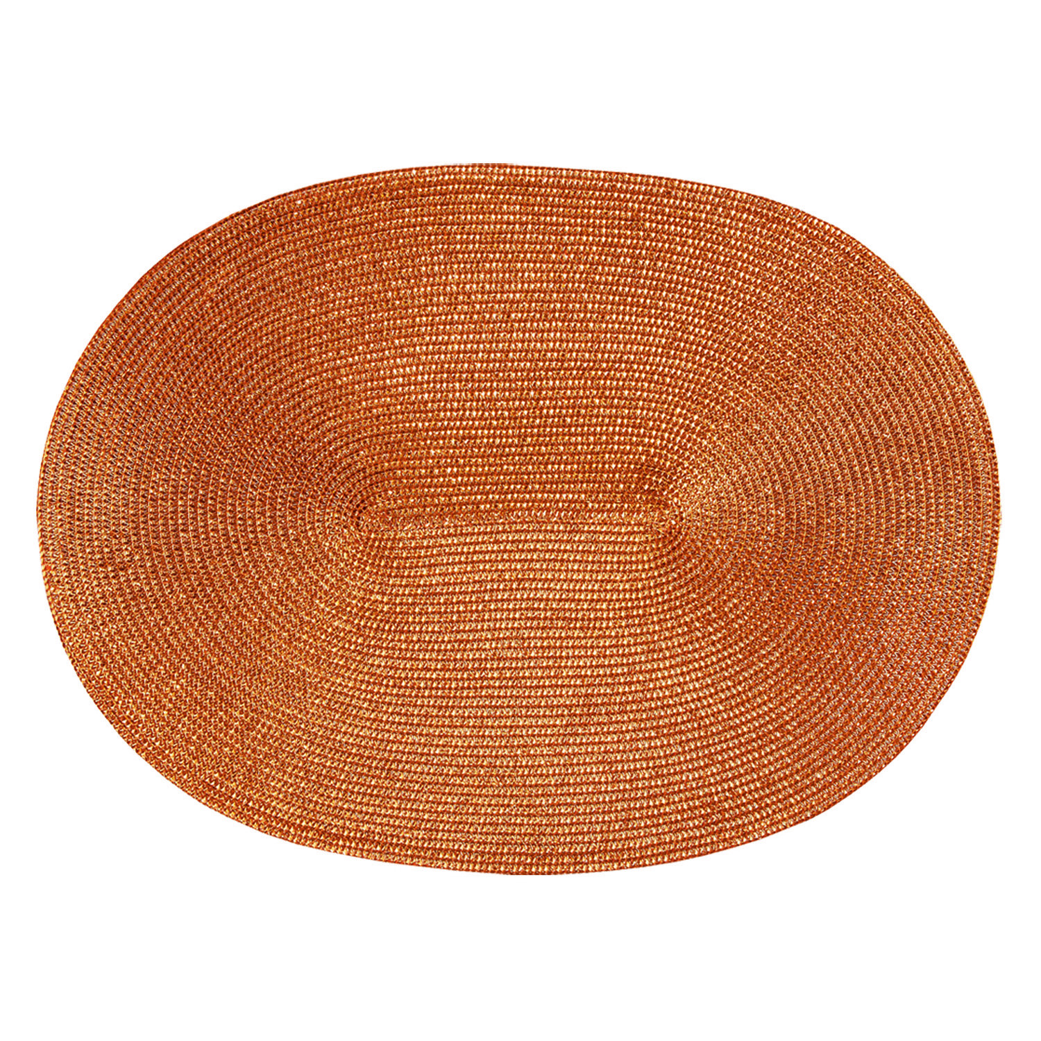 ovales Tischset "Polypro" in glänzender, geflochtener Bastoptik - Farbe kupfer