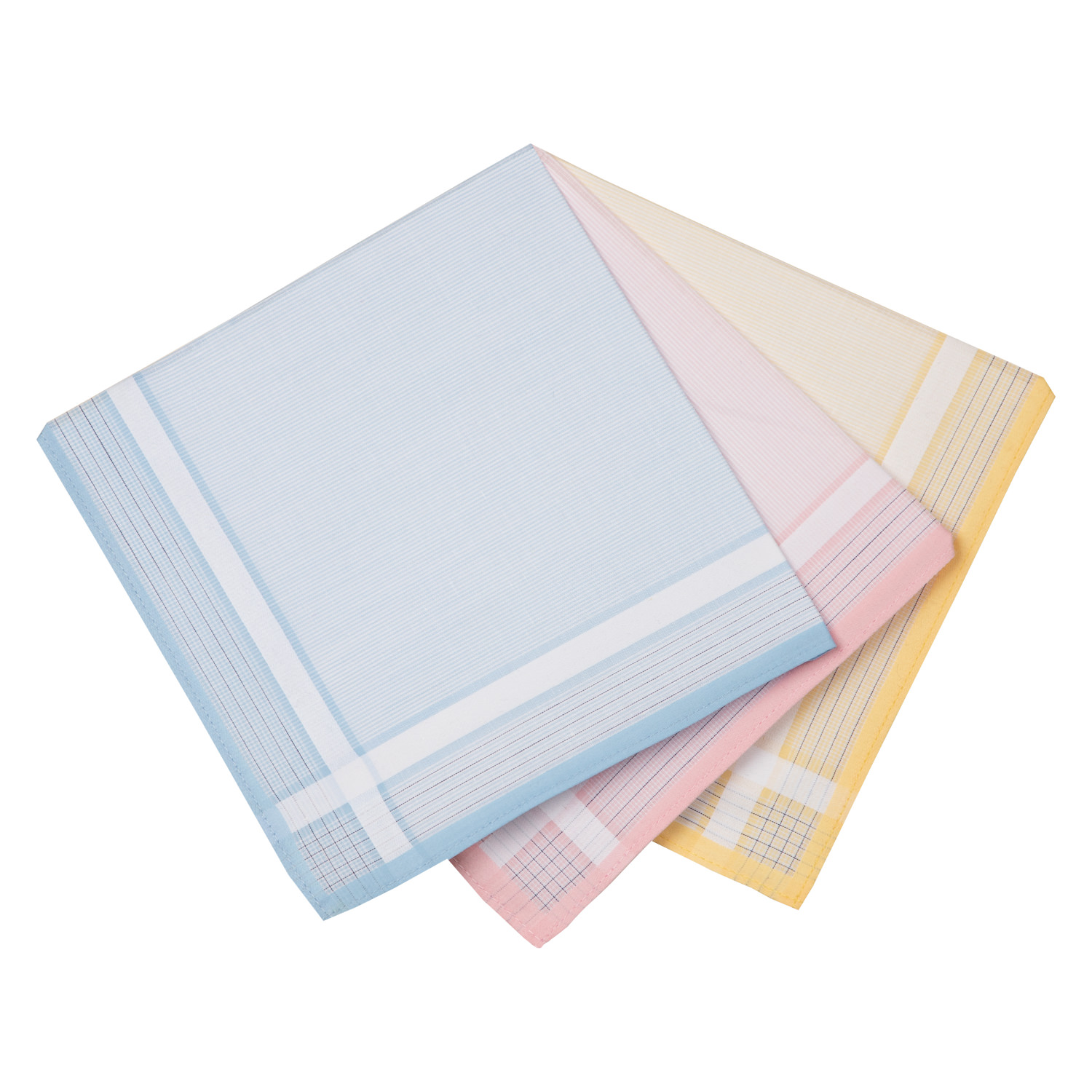 6 Stofftaschentücher für Damen - farbig, feine Streifen