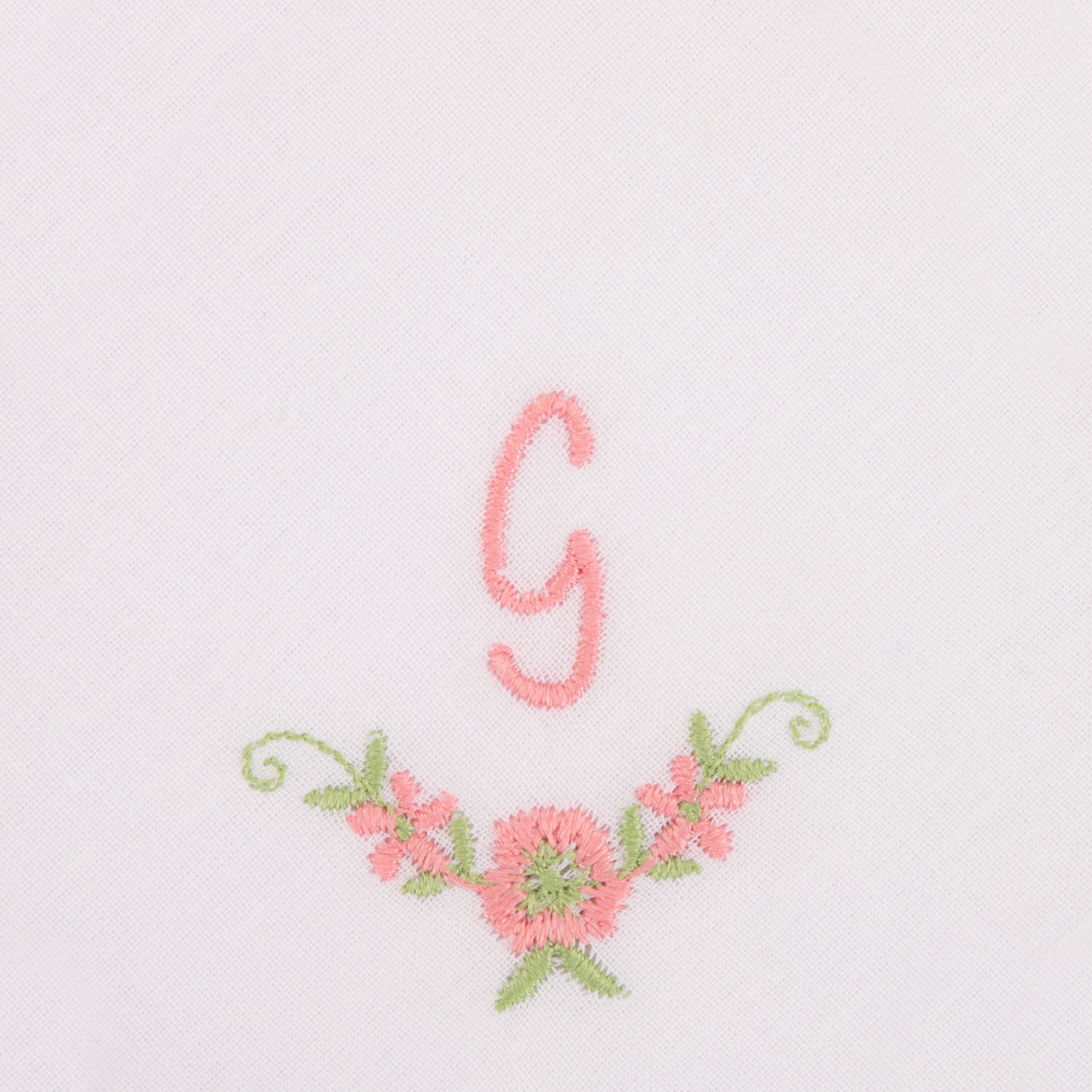 3 Stck Damen-Stofftaschentücher mit Monogramm bestickt - rosa Taschentuch mit rosa Stick