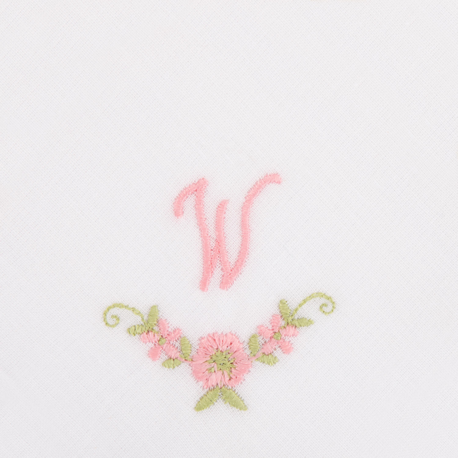 3 Stck Damen-Stofftaschentücher mit Monogramm bestickt - rosa Taschentuch mit rosa Stick