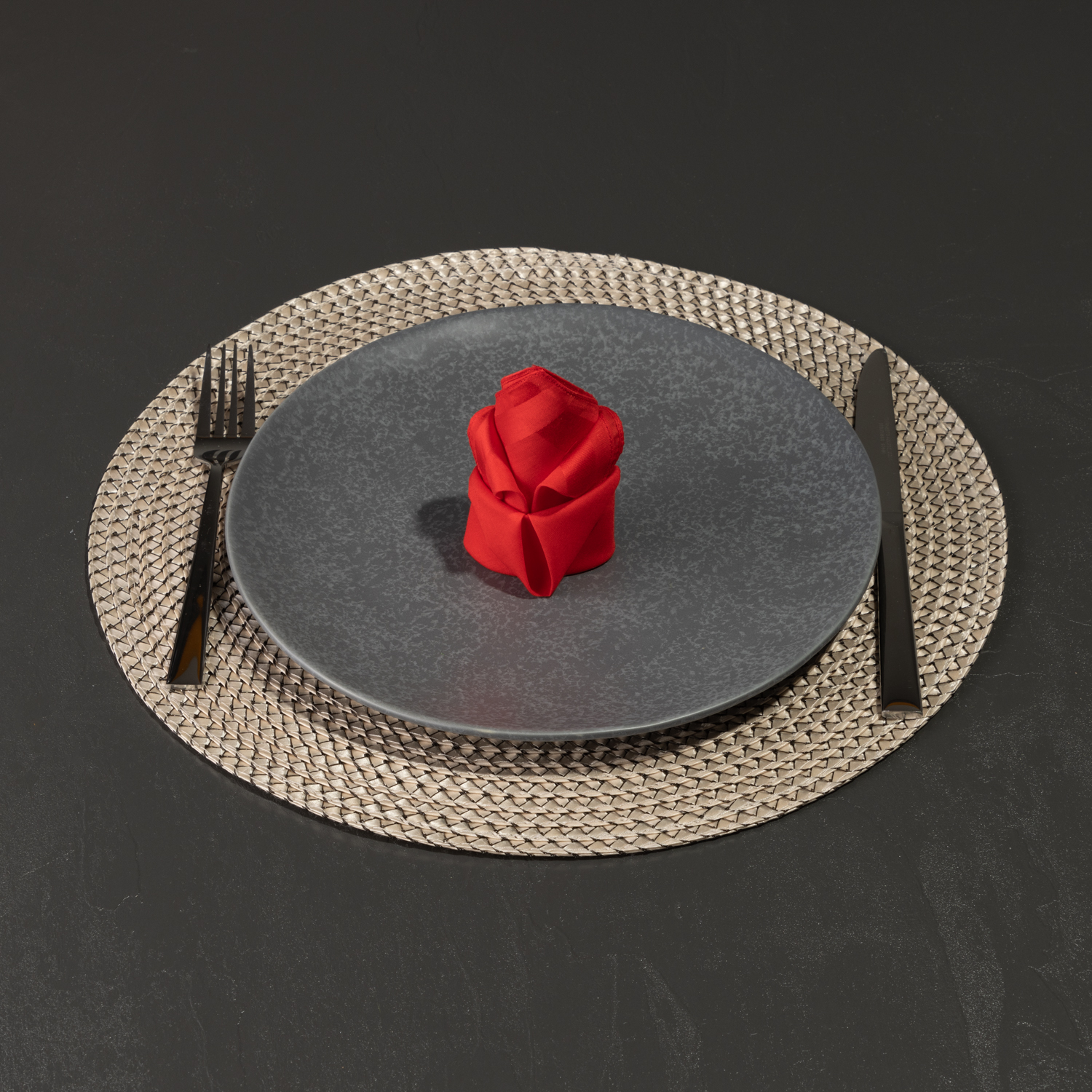 rundes Tischset "Basket" in geflochtener Bastoptik