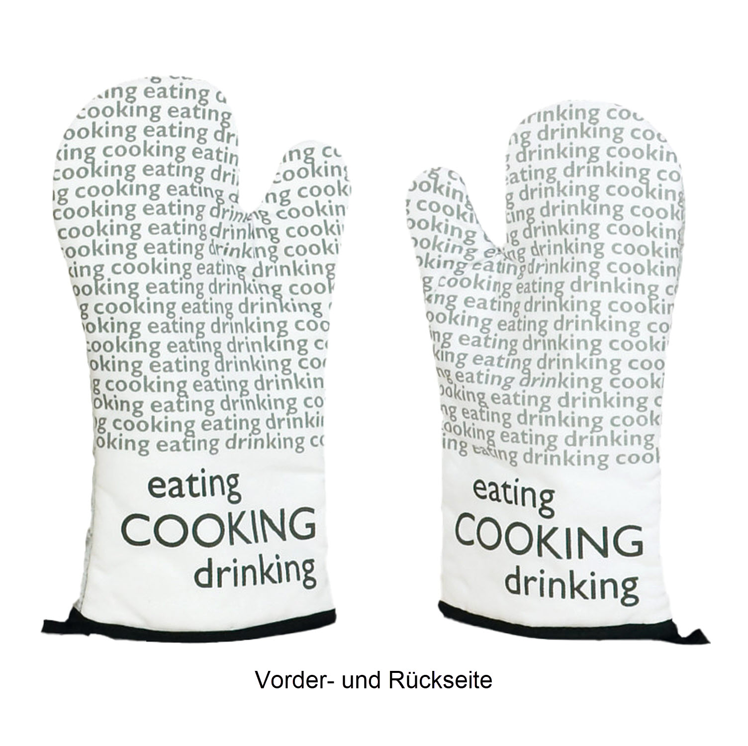 3-teiliges Topflappen & Ofenhandschuh Set - Newspaper schwarz