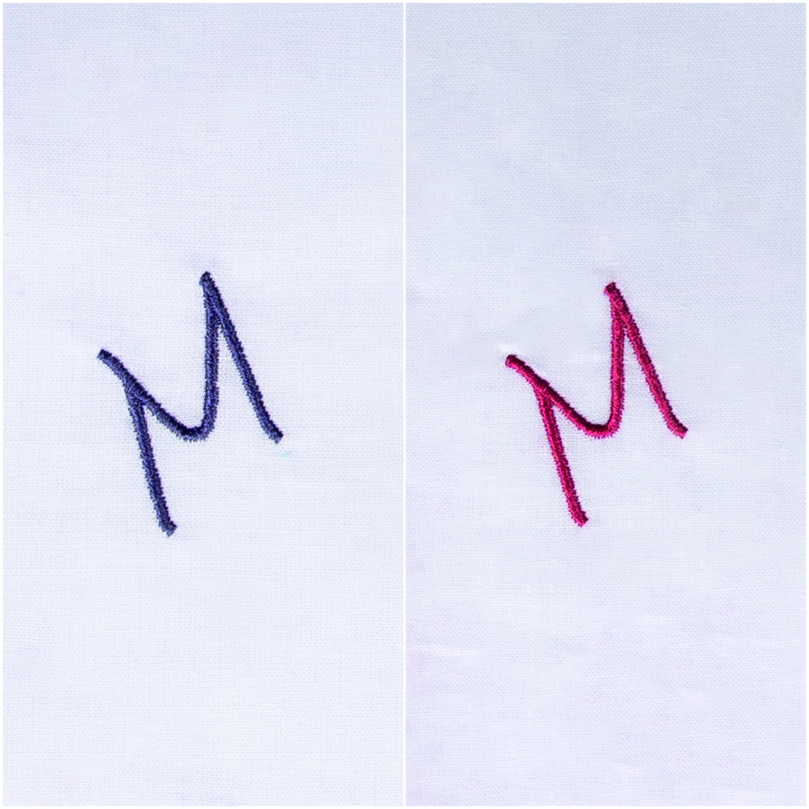 3 Stck Herren Stofftaschentücher mit Monogramm bestickt - mit farbigem Rand und Satinstreifen 100% Baumwolle