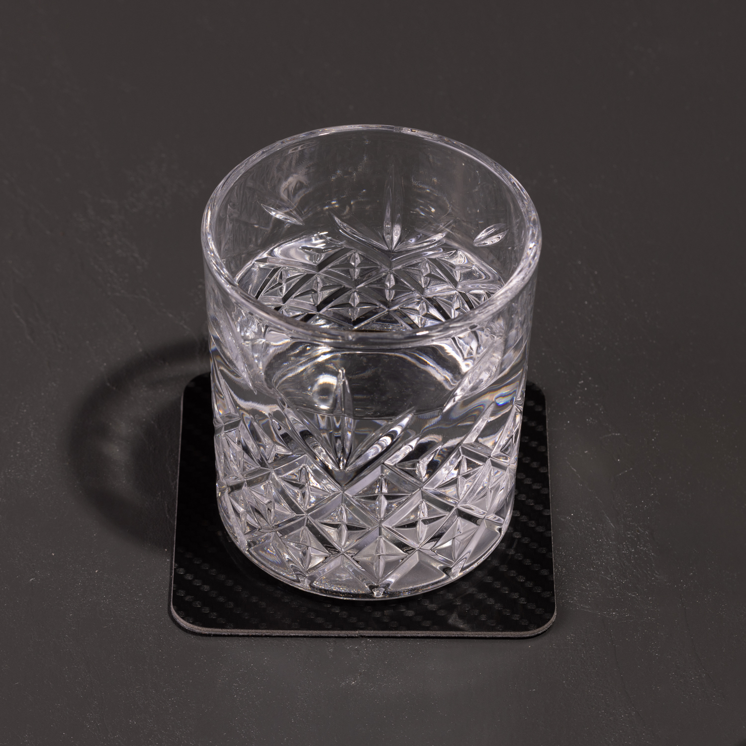 6er Set eckige Glasuntersetzer "Stratos" mit Carbon-Muster