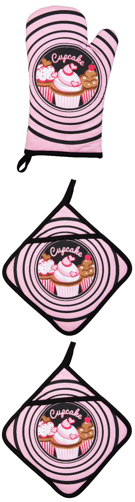 3er Set Topflappen & Ofenhandschuh - Fancy Cakes