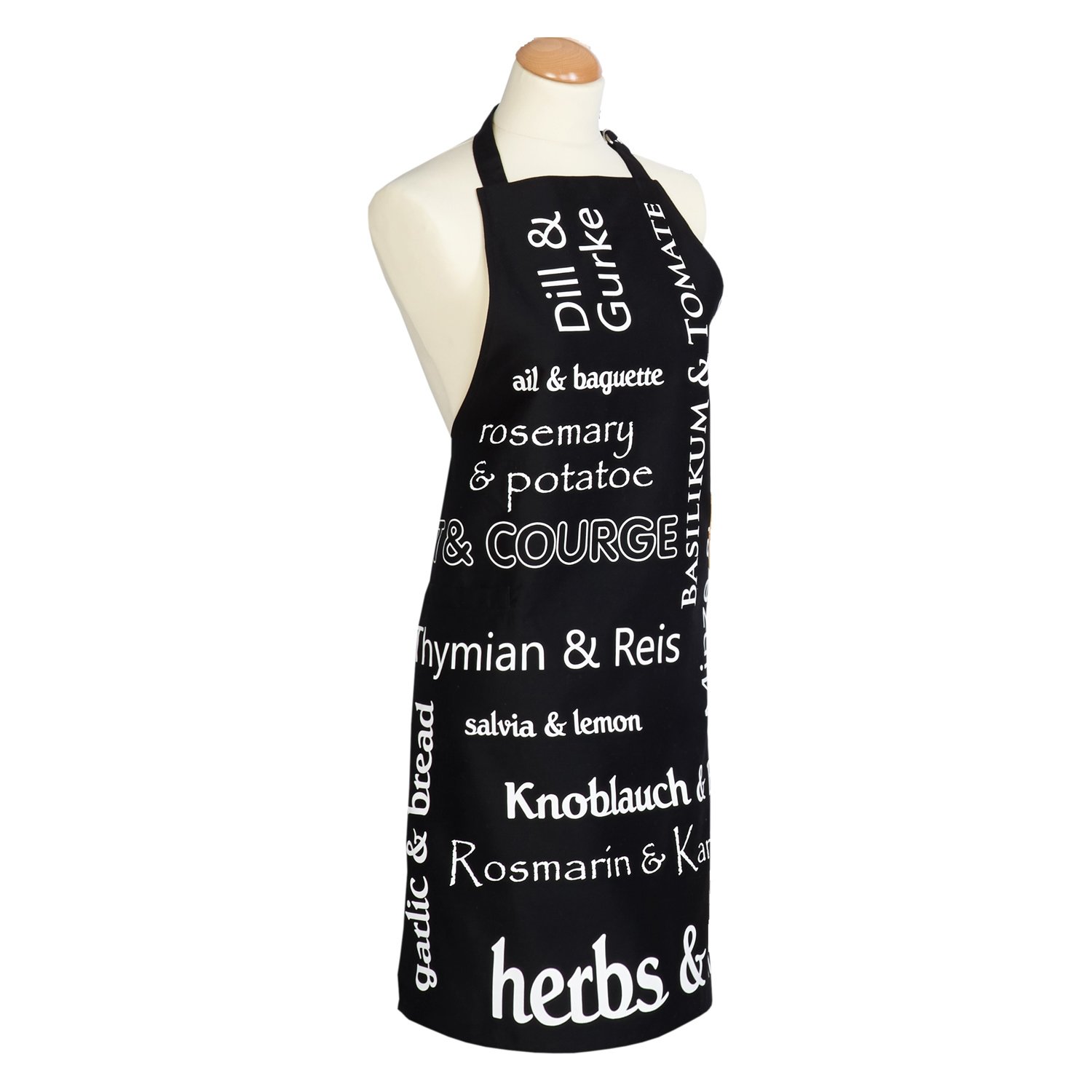 Kochschürze mit Tasche in schwarz - Herbs & More