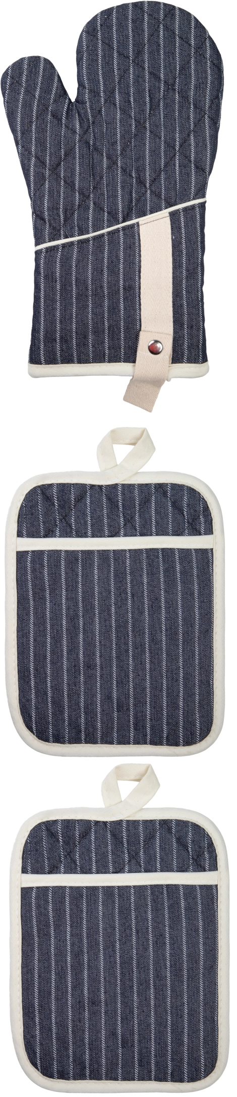 3-teiliges Topflappen & Ofenhandschuh Set - gestreift marine 3-teiliges Topflappen & Ofenhandschuh Set - gestreift marine
