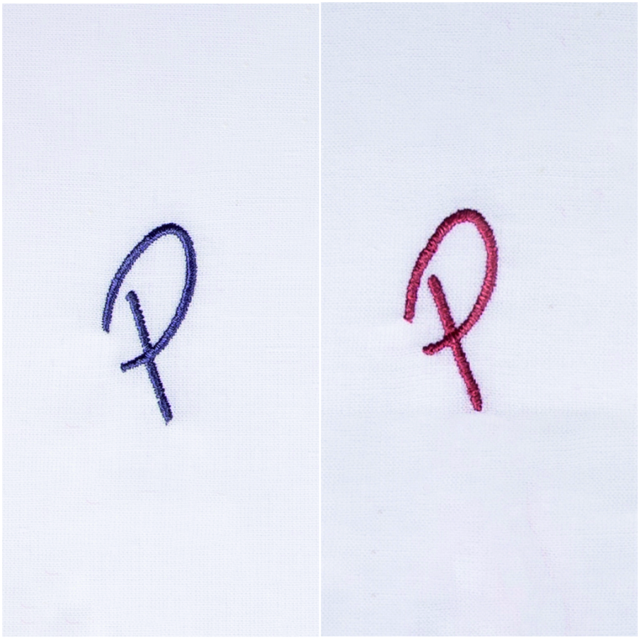 3 Stck Herren Stofftaschentücher mit Monogramm bestickt - mit farbigem Rand und Satinstreifen 100% Baumwolle