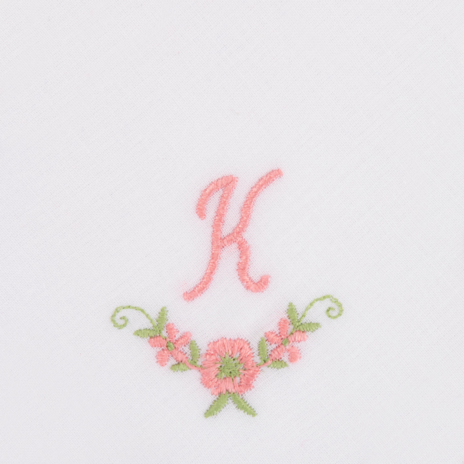 3 Stck Damen-Stofftaschentücher mit Monogramm bestickt - rosa Taschentuch mit rosa Stick