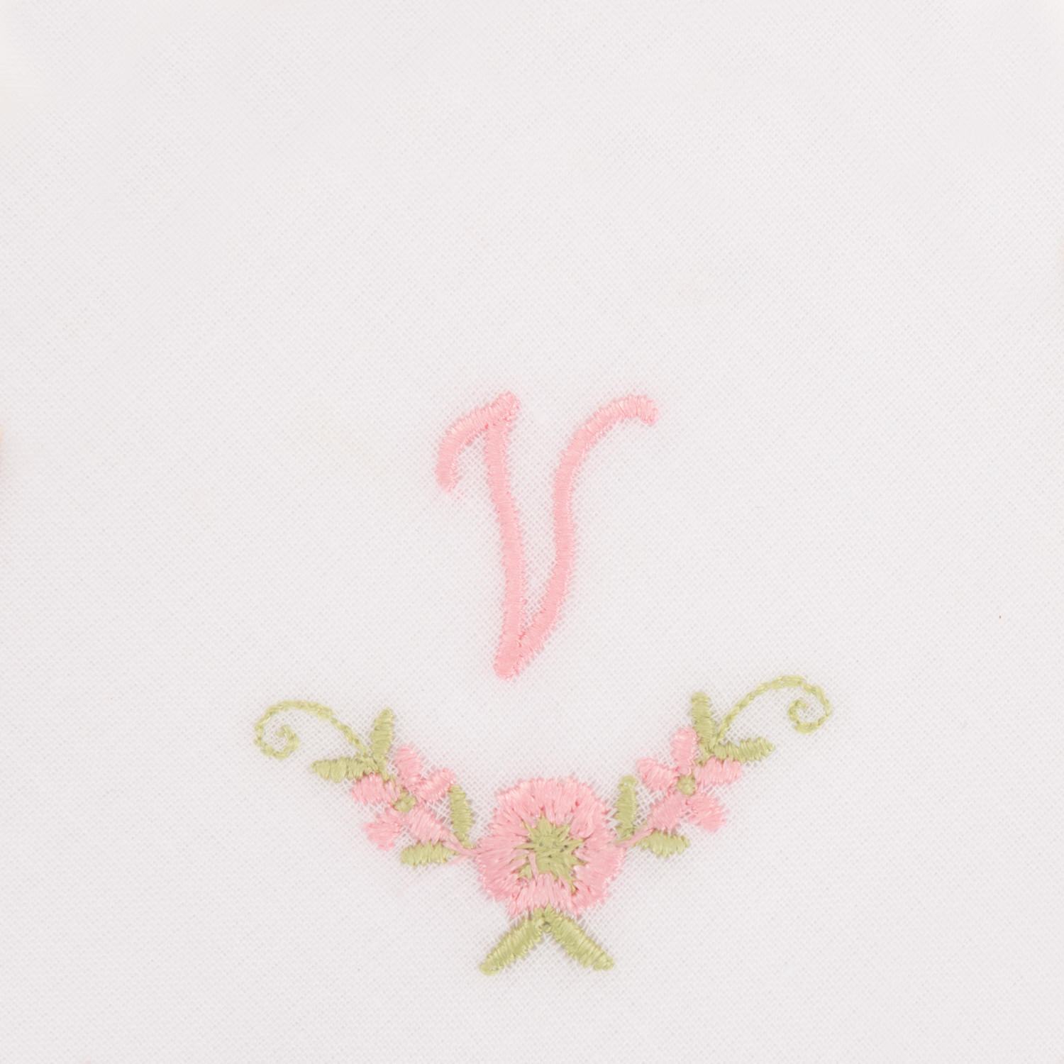 3 Stck Damen-Stofftaschentücher mit Monogramm bestickt - rosa Taschentuch mit rosa Stick