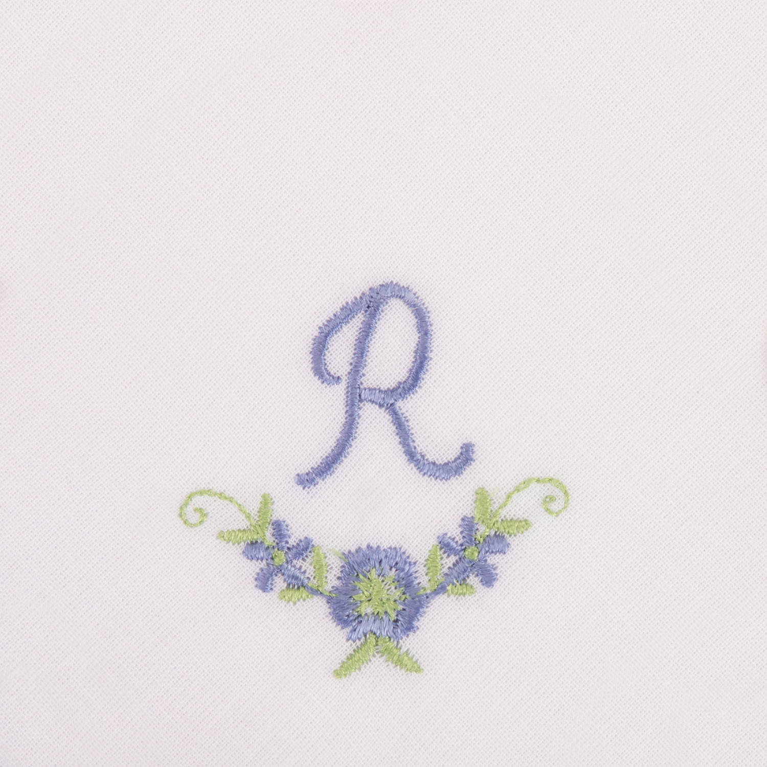 3 Stck Damen-Stofftaschentücher mit Monogramm bestickt - weisses Taschentuch mit blauen Stick