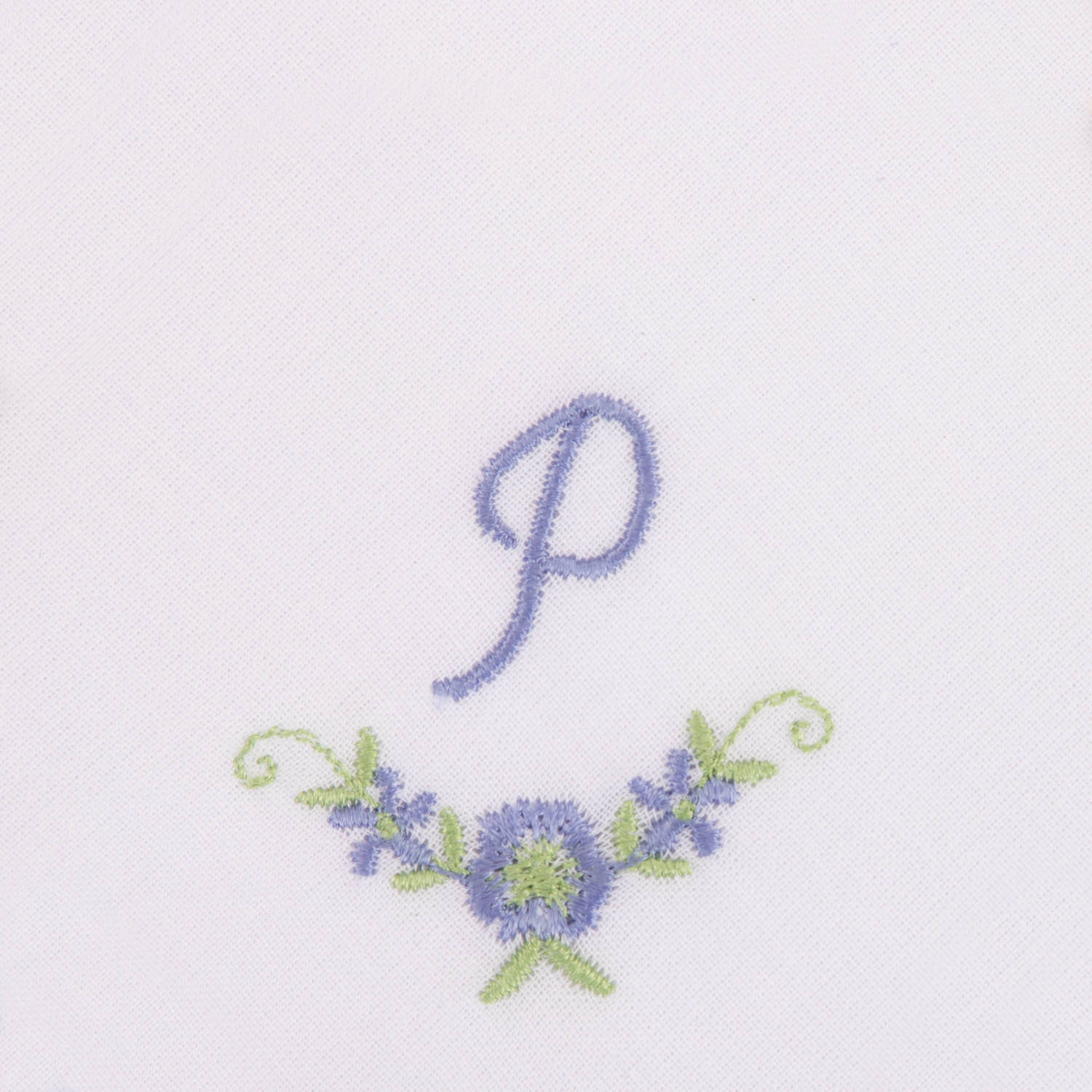 3 Stck Damen-Stofftaschentücher mit Monogramm bestickt - weisses Taschentuch mit blauen Stick