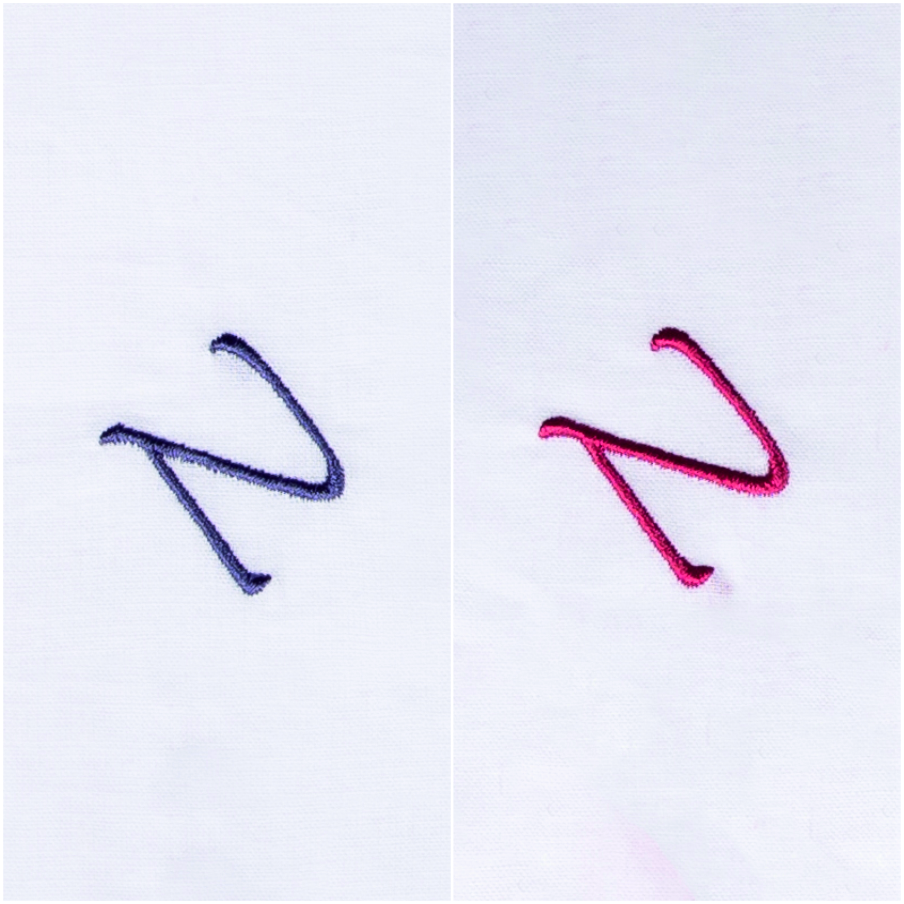 3 Stck Herren Stofftaschentücher mit Monogramm bestickt - mit farbigem Rand und Satinstreifen 100% Baumwolle