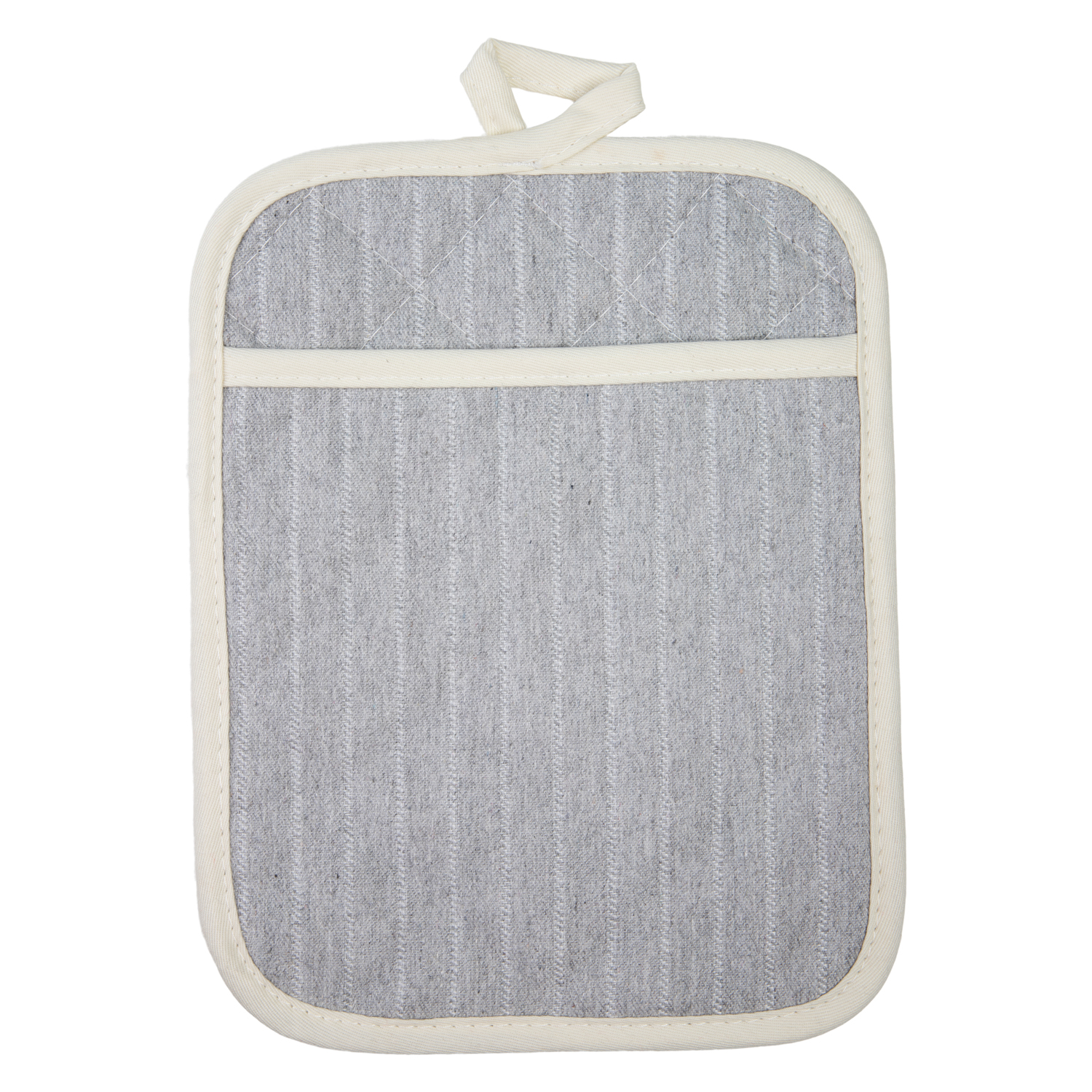 Topflappen gestreift mit Eingriff - Farbe grau (Küchengreifhilfe) Topflappen gestreift mit Eingriff - Farbe grau (Küchengreifhilfe)