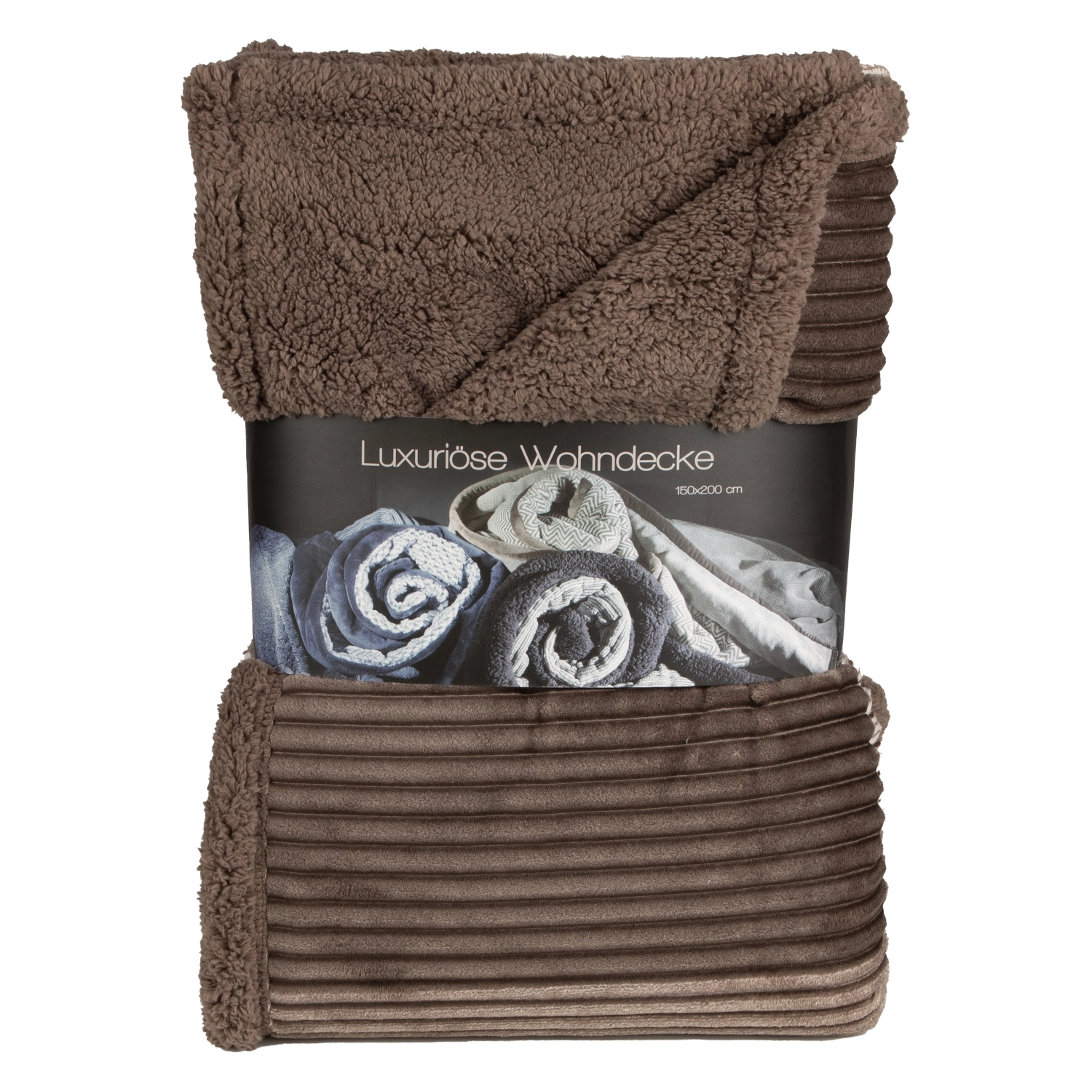 Wohndecke im Cord Design - Farbe taupe