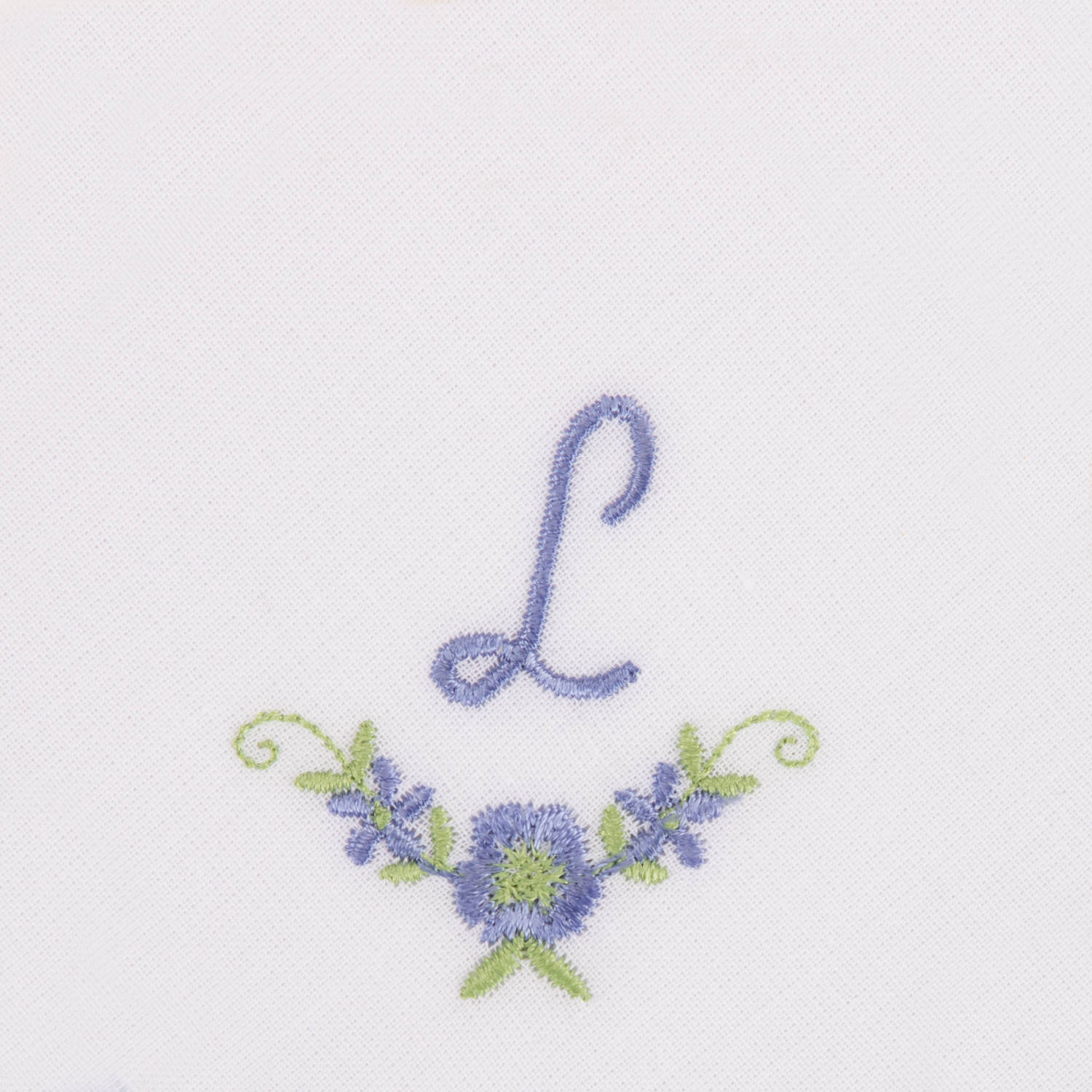 3 Stck Damen-Stofftaschentücher mit Monogramm bestickt - weisses Taschentuch mit blauen Stick