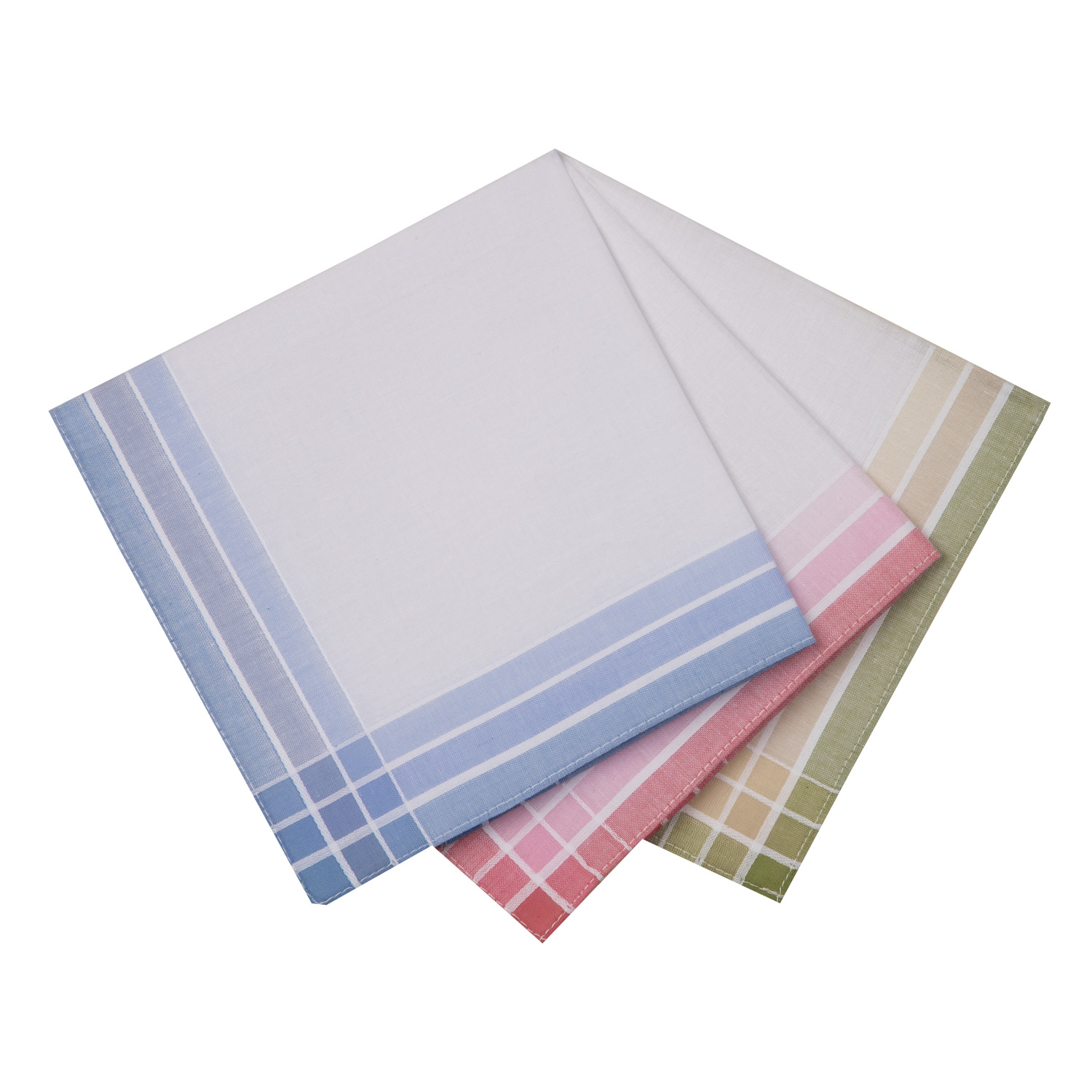 6 Stofftaschentücher für Damen - weißgrundig