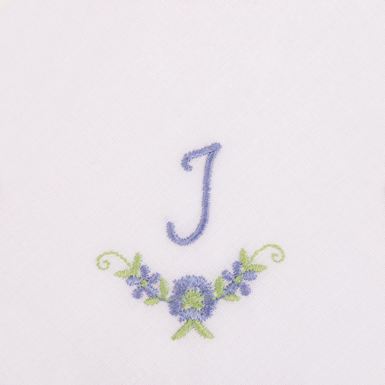 3 Stck Damen-Stofftaschentücher mit Monogramm bestickt - weisses Taschentuch mit blauen Stick