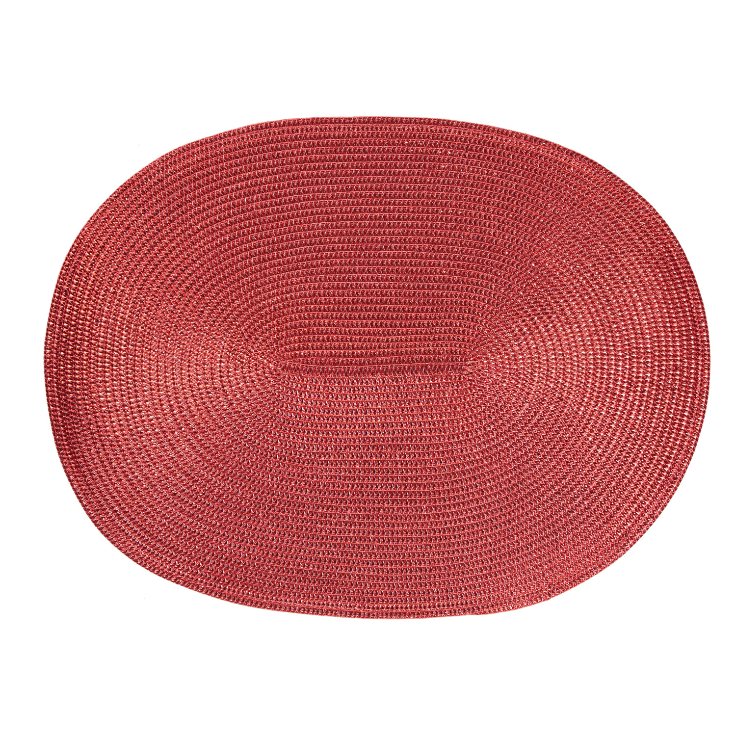 ovales Tischset "Polypro" in glänzender, geflochtener Bastoptik - Farbe rot