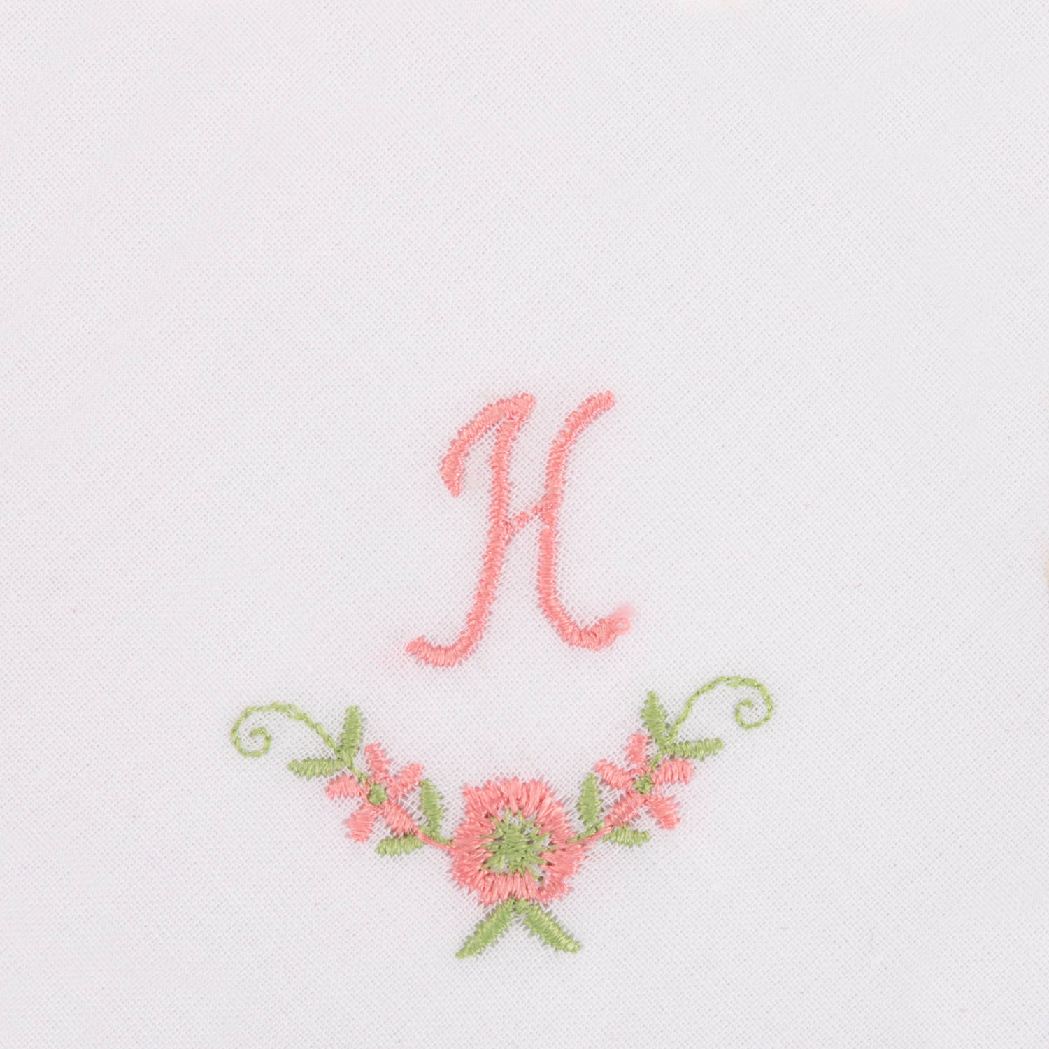 3 Stck Damen-Stofftaschentücher mit Monogramm bestickt - rosa Taschentuch mit rosa Stick